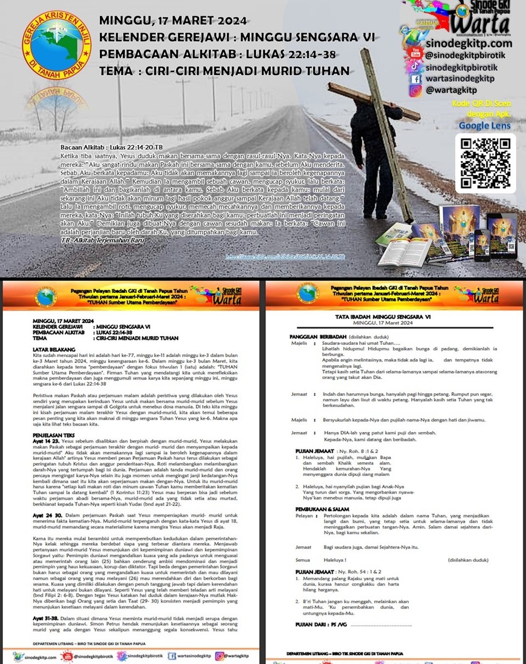 MINGGU SENGSARA VI, 17 MARET 2024 – CIRI-CIRI MENJADI MURID TUHAN – LUKAS 22:14-38